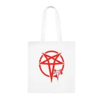 Red Evil Inverted Pentagram Cotton Shopping Tote Bag