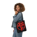 Red Evil Inverted Pentagram Shoulder Tote Bag