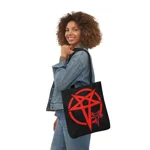 Red Evil Inverted Pentagram Shoulder Tote Bag