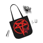 Red Evil Inverted Pentagram Shoulder Tote Bag