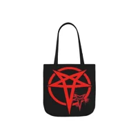 Red Evil Inverted Pentagram Shoulder Tote Bag