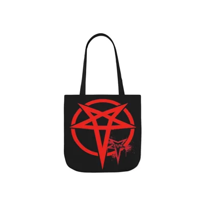 Red Evil Inverted Pentagram Shoulder Tote Bag
