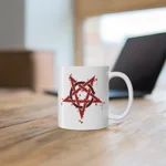 Red Inverted Spotted Pentagram Coffee Mug