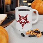 Red Inverted Spotted Pentagram Coffee Mug