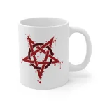 Red Inverted Spotted Pentagram Coffee Mug