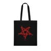Red Inverted Spotted Pentagram Cotton Shopping Tote Bag