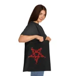 Red Inverted Spotted Pentagram Cotton Shopping Tote Bag