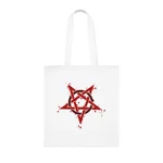 Red Inverted Spotted Pentagram Cotton Shopping Tote Bag