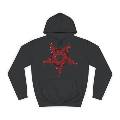 Red Inverted Spotted Pentagram Hoodie