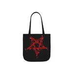 Red Inverted Spotted Pentagram Shoulder Tote Bag