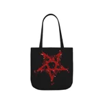 Red Inverted Spotted Pentagram Shoulder Tote Bag