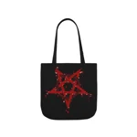 Red Inverted Spotted Pentagram Shoulder Tote Bag