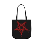 Red Inverted Spotted Pentagram Shoulder Tote Bag
