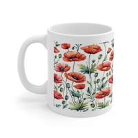 Red Poppies Watercolour Pattern Coffee Mug