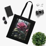 Rose Pink Flower Gothic Fantasy Cotton Shopping Tote Bag