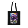 Rose Purple Blue Graffiti Flower Cotton Shopping Tote Bag