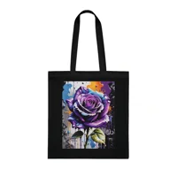 Rose Purple Blue Graffiti Flower Cotton Shopping Tote Bag