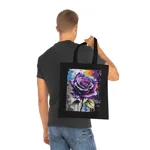 Rose Purple Blue Graffiti Flower Cotton Shopping Tote Bag