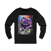 Rose Purple Blue Graffiti Flower Long Sleeve T-Shirt