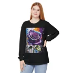 Rose Purple Blue Graffiti Flower Long Sleeve T-Shirt