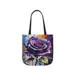 Rose Purple Blue Graffiti Flower Shoulder Tote Bag