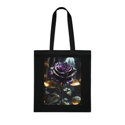 Rose Purple Flower Dark Gothic Cotton Shopping Tote Bag