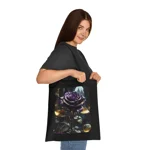 Rose Purple Flower Dark Gothic Cotton Shopping Tote Bag