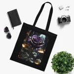 Rose Purple Flower Dark Gothic Cotton Shopping Tote Bag