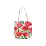 Roses Pink Large Dark Flowers Watercolour Pattern Shoulder Tote Bag