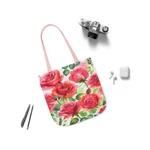Roses Pink Large Dark Flowers Watercolour Pattern Shoulder Tote Bag