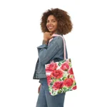 Roses Pink Large Dark Flowers Watercolour Pattern Shoulder Tote Bag