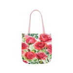 Roses Pink Large Dark Flowers Watercolour Pattern Shoulder Tote Bag