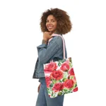 Roses Pink Large Dark Flowers Watercolour Pattern Shoulder Tote Bag