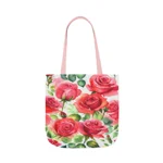 Roses Pink Large Dark Flowers Watercolour Pattern Shoulder Tote Bag