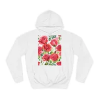 Roses Pink Large Dark Flowers Watercolour Pattern Hoodie