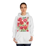 Roses Pink Large Dark Flowers Watercolour Pattern Hoodie
