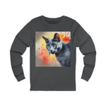 Russian Blue Cat Cute Watercolor Long Sleeve T-Shirt Russian Blue Cat Cute Watercolor Long Sleeve T-Shirt