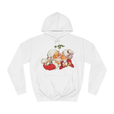 Vintage Christmas Santa Kissing Mrs Claus Hoodie