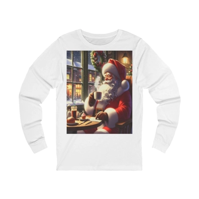Santa In Coffee Shop Long Sleeve T-Shirt