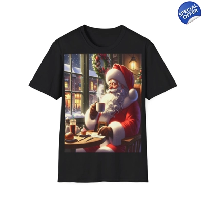 Santa In Coffee Shop T-Shirt Santa In Coffee Shop T-Shirt