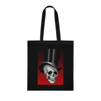 Skull in Top Hat Cotton Shopping Tote Bag