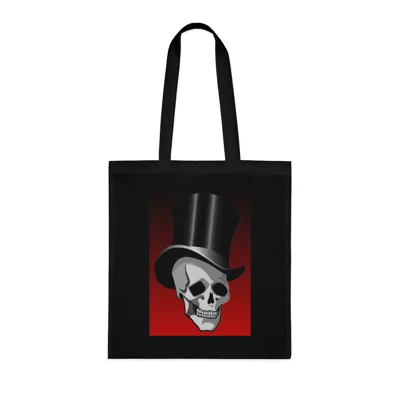 Skull in Top Hat Cotton Shopping Tote Bag