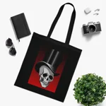Skull in Top Hat Cotton Shopping Tote Bag