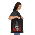 Skull in Top Hat Cotton Shopping Tote Bag