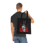 Skull in Top Hat Cotton Shopping Tote Bag