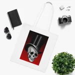 Skull in Top Hat Cotton Shopping Tote Bag