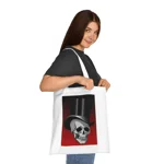 Skull in Top Hat Cotton Shopping Tote Bag