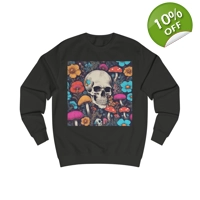 Skull With Magic Toadstools And Flowers Sweatshirt