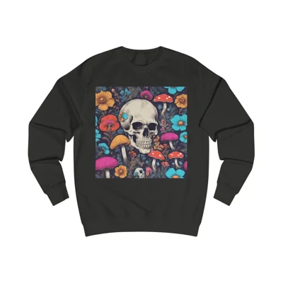 Skull With Magic Toadstools And Flowers Sweatshirt