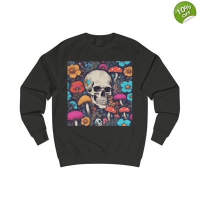 Skull With Magic Toadstools And Flowers Sweatshirt
